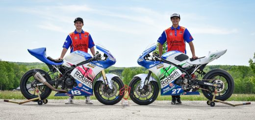 Jackson Blackmon and Toby Khamsouk on Robem Engineering MotoAmerica Twins Suzuki SV650